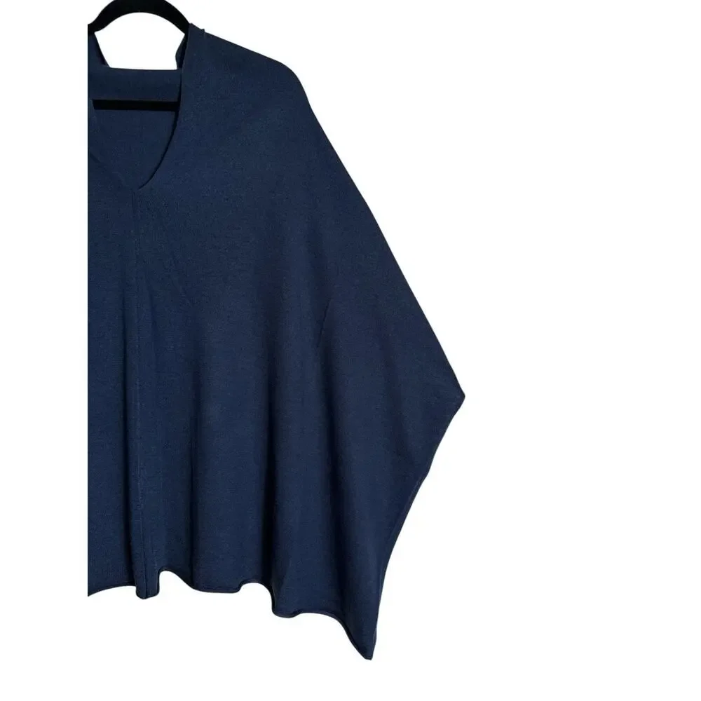 John + Jenn KERISMA Blue Jean Knit Poncho Cape One Size NWT Lightweight Wrap